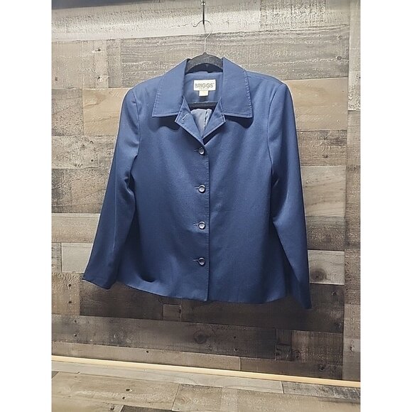 Vintage Navy Women's Suit Jacket / Briggs Petite sz M - Picture 1 of 7
